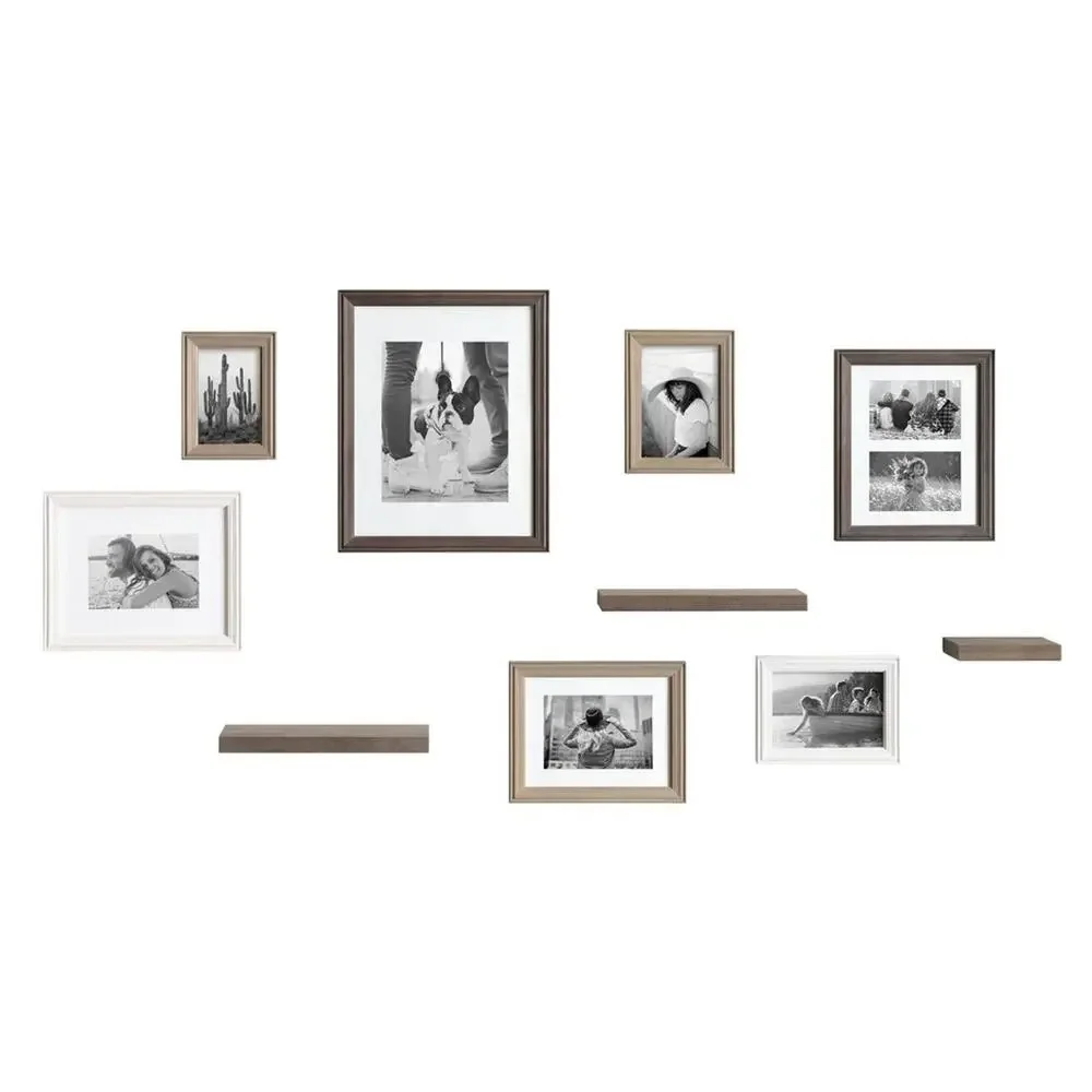 Kate and Laurel Bordeaux Gallery Wall Frame And Shelf Kit 10 pc Deco Wall